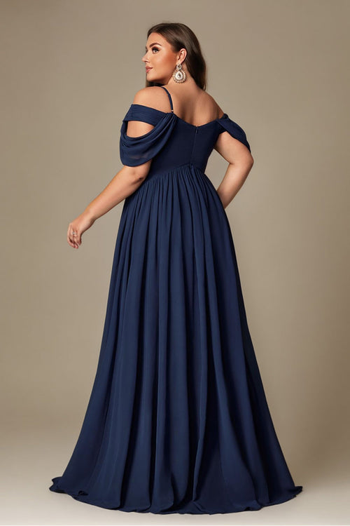 Curveins Plus Size Off-Shoulder Short Sleeve A-Line Maxi Dress