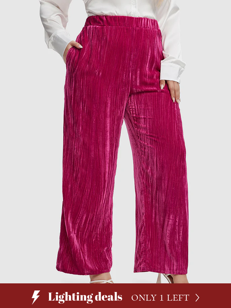 High Waist Pocket Wide Leg Velvet Pants