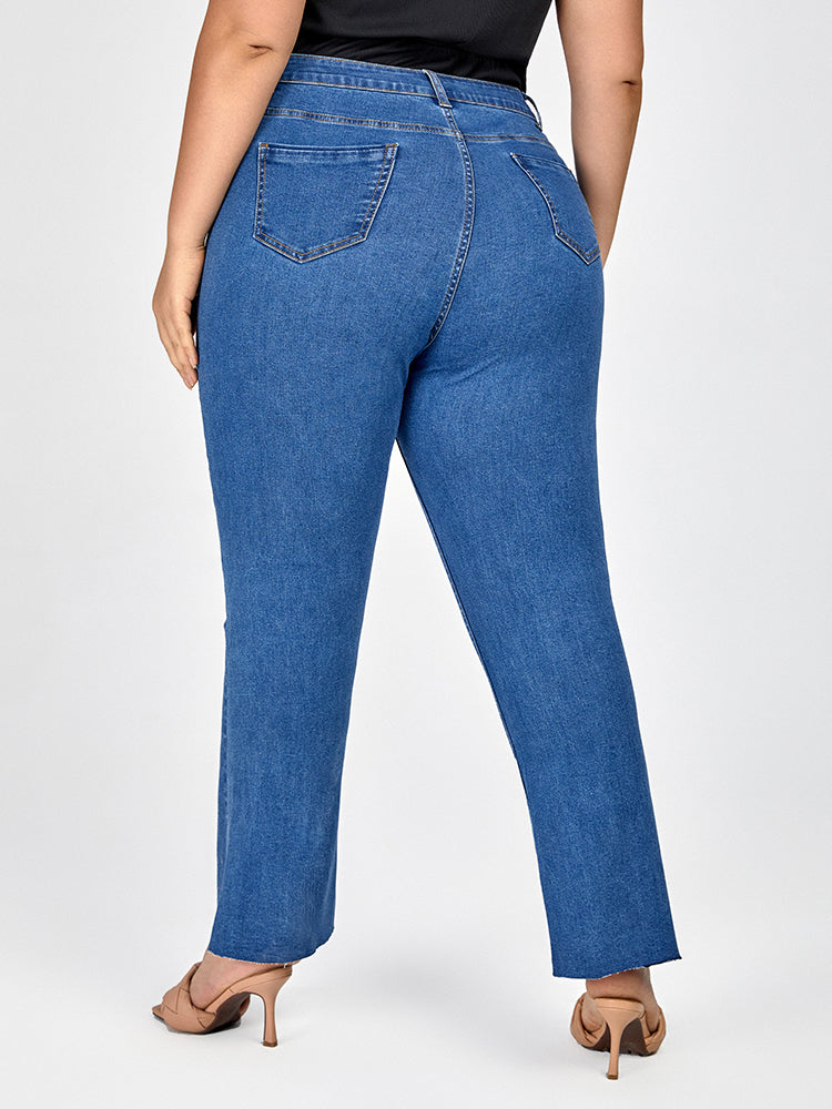Plus Blue Zipper Fly Flare Leg Jeans