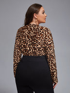 VIP Plus Leopard Print Crisscross V-Neck Bodysuit