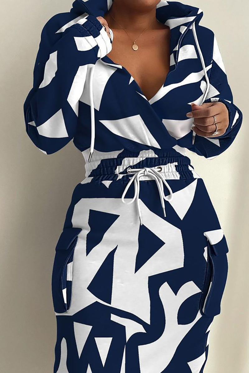 Xpluswear Plus Size Casual Camouflage Print Hooded Pullover Long Sleeve High Waist Pullover Pocket Mini Dress