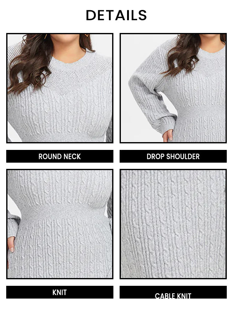 VIP Solid Cable Knit Midi Sweater Dress