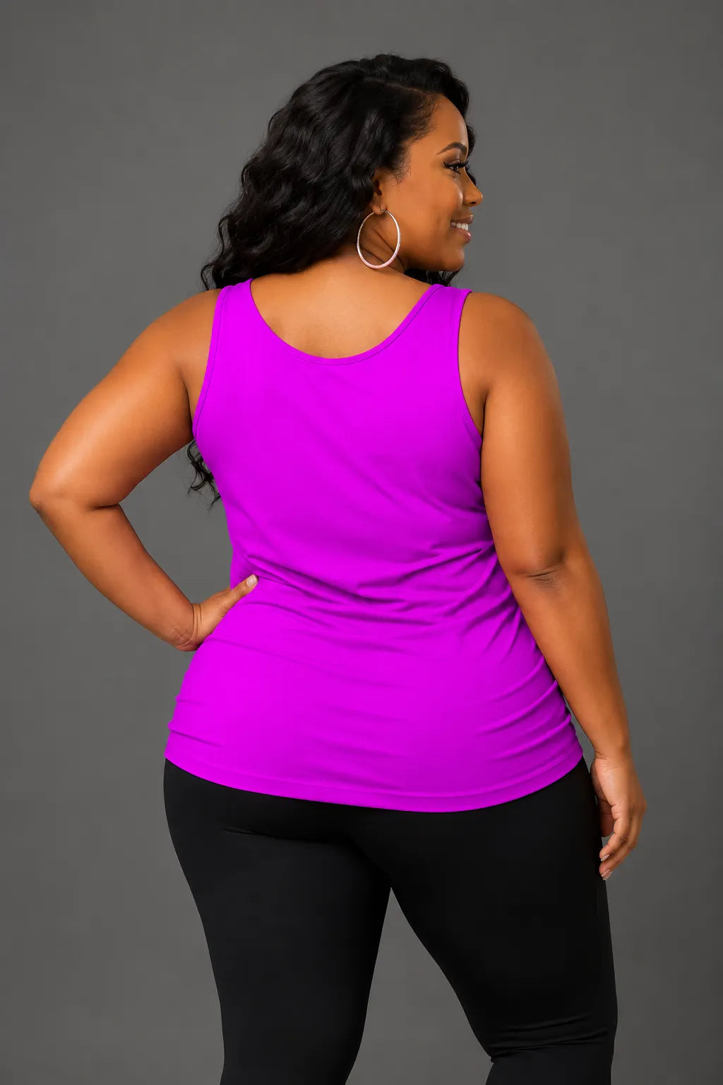 Xpluswear Design Plus Size Casual Magenta U Neck Sleeveless Tank Top