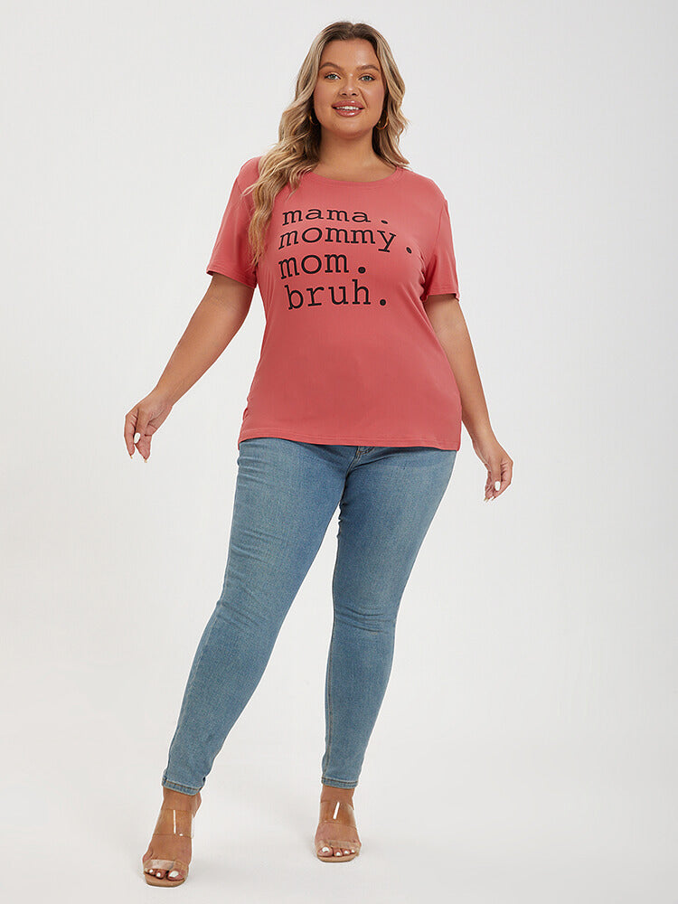 Plus Red Mama Mommy Mom Bruh Graphic Tee