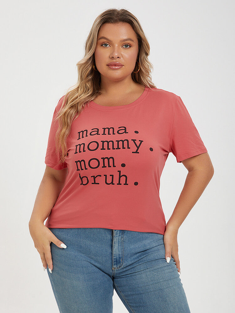 Plus Red Mama Mommy Mom Bruh Graphic Tee