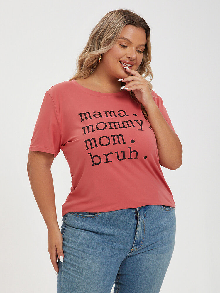 Plus Red Mama Mommy Mom Bruh Graphic Tee