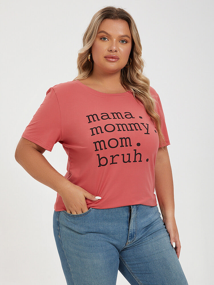 Plus Red Mama Mommy Mom Bruh Graphic Tee