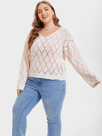 Pointelle Knit Drop Shoulder Sweater