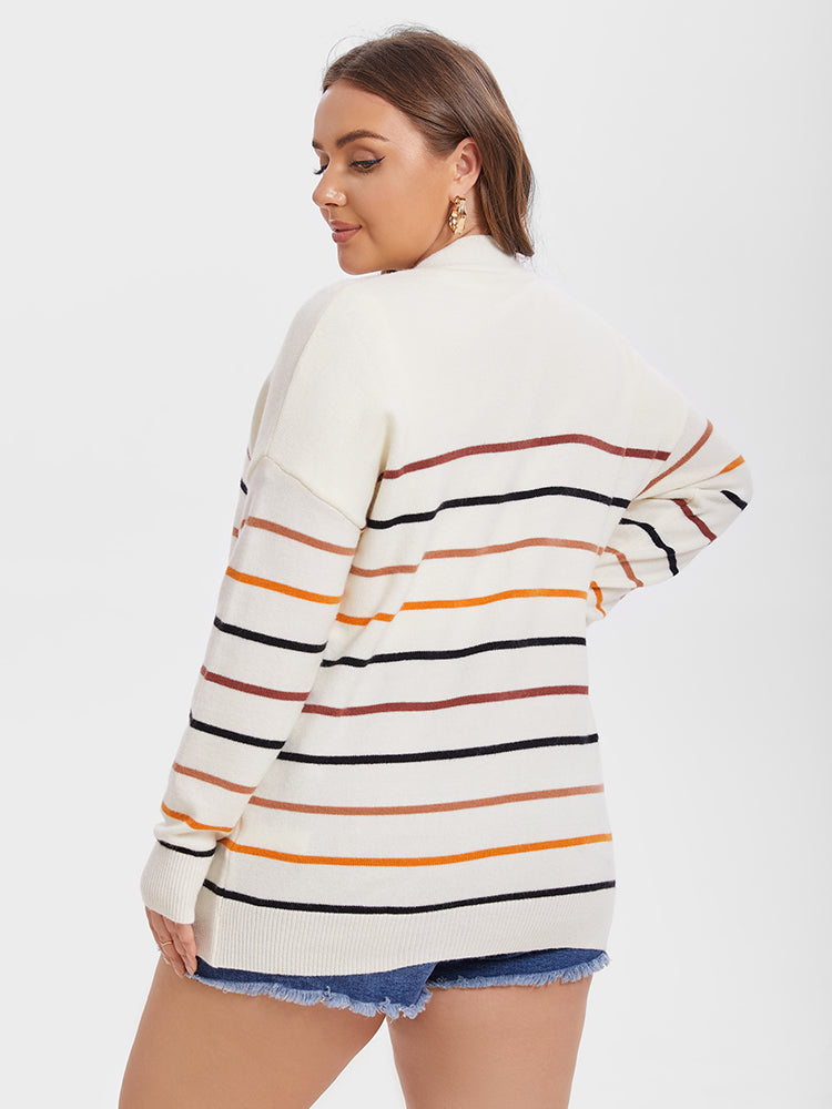 VIP Striped Pattern Dual Pockets Cardigan
