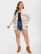 VIP Striped Pattern Dual Pockets Cardigan