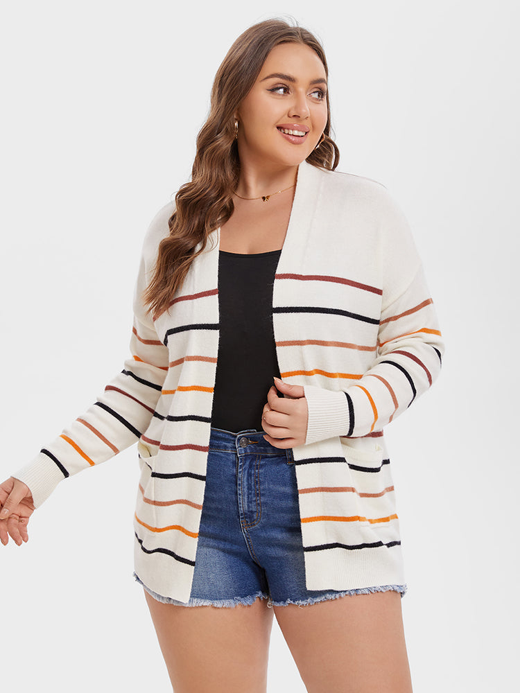 VIP Striped Pattern Dual Pockets Cardigan