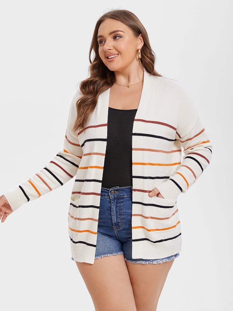 VIP Striped Pattern Dual Pockets Cardigan