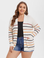 VIP Striped Pattern Dual Pockets Cardigan