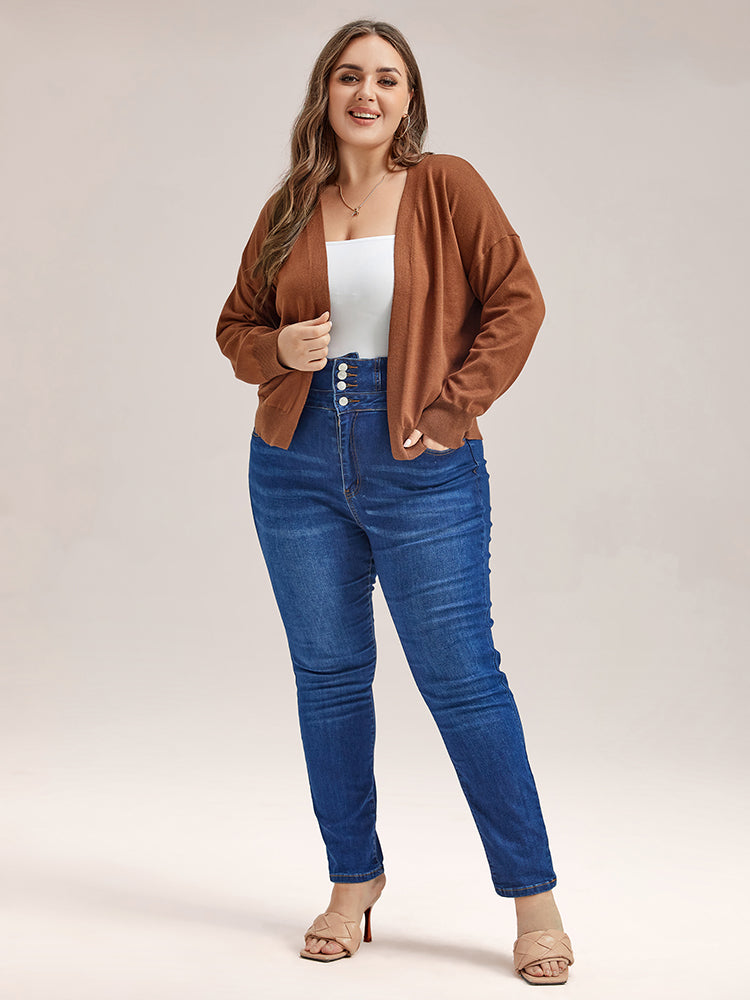 Open Front Drop Shoulder Cardigan