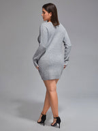 Plus Lace Panel Bodycon Sweater Dress
