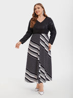 VIP Geo Print & Contrast Sequin Maxi Dress