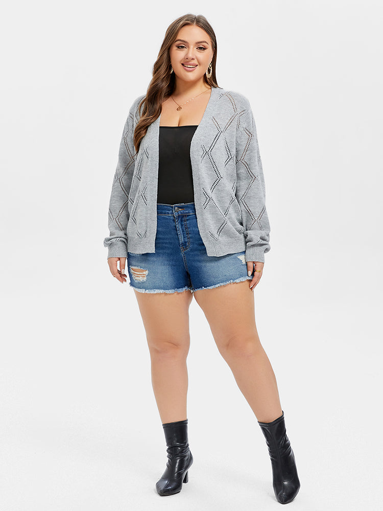 VIP Pointelle Knit Open Front Cardigan