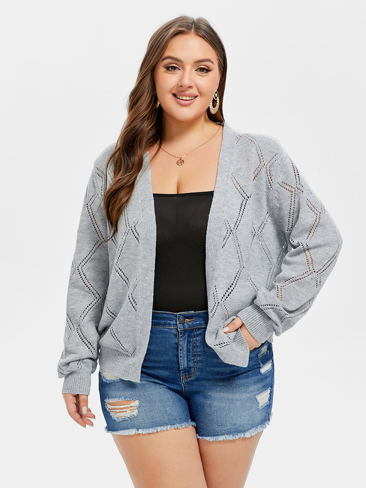 VIP Pointelle Knit Open Front Cardigan