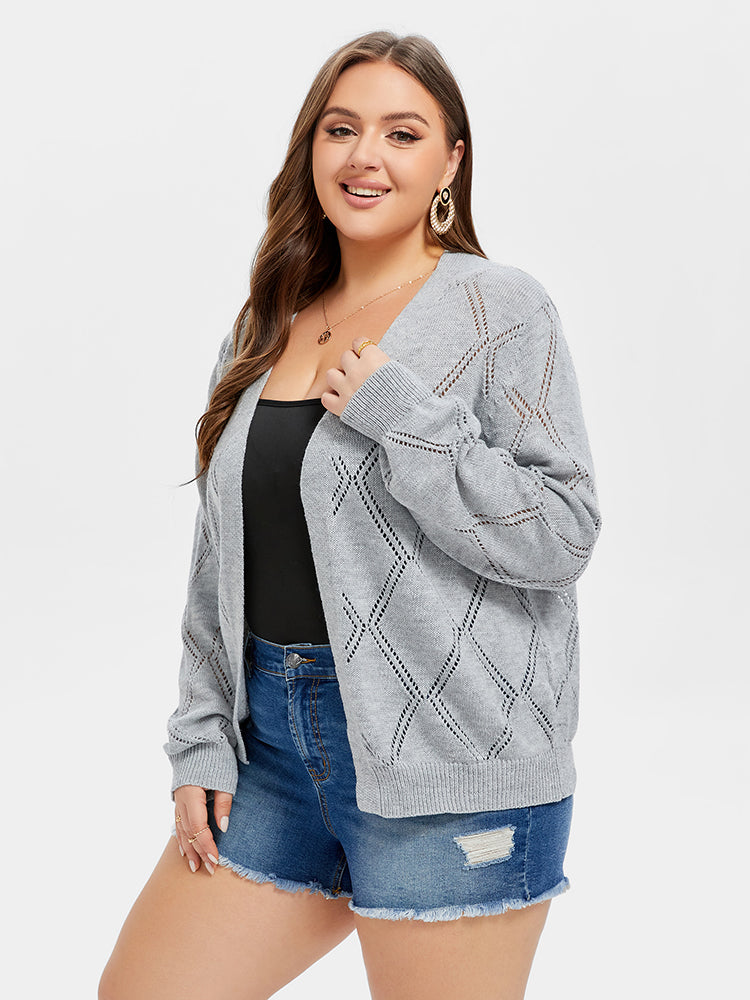 VIP Pointelle Knit Open Front Cardigan