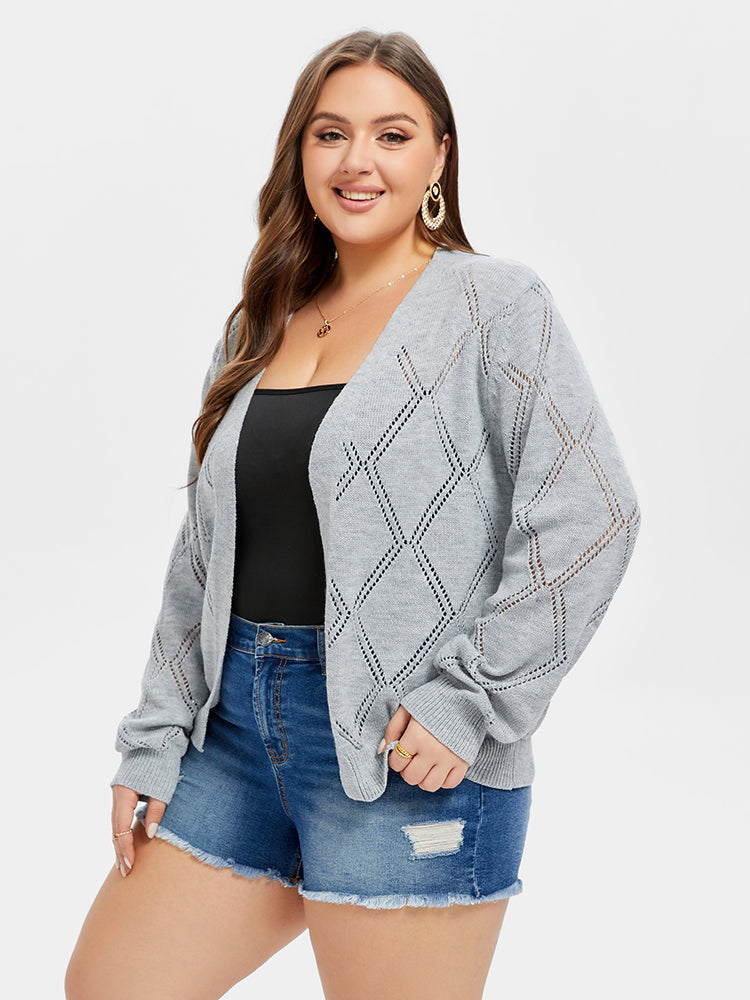 VIP Pointelle Knit Open Front Cardigan