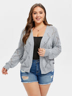 VIP Pointelle Knit Open Front Cardigan