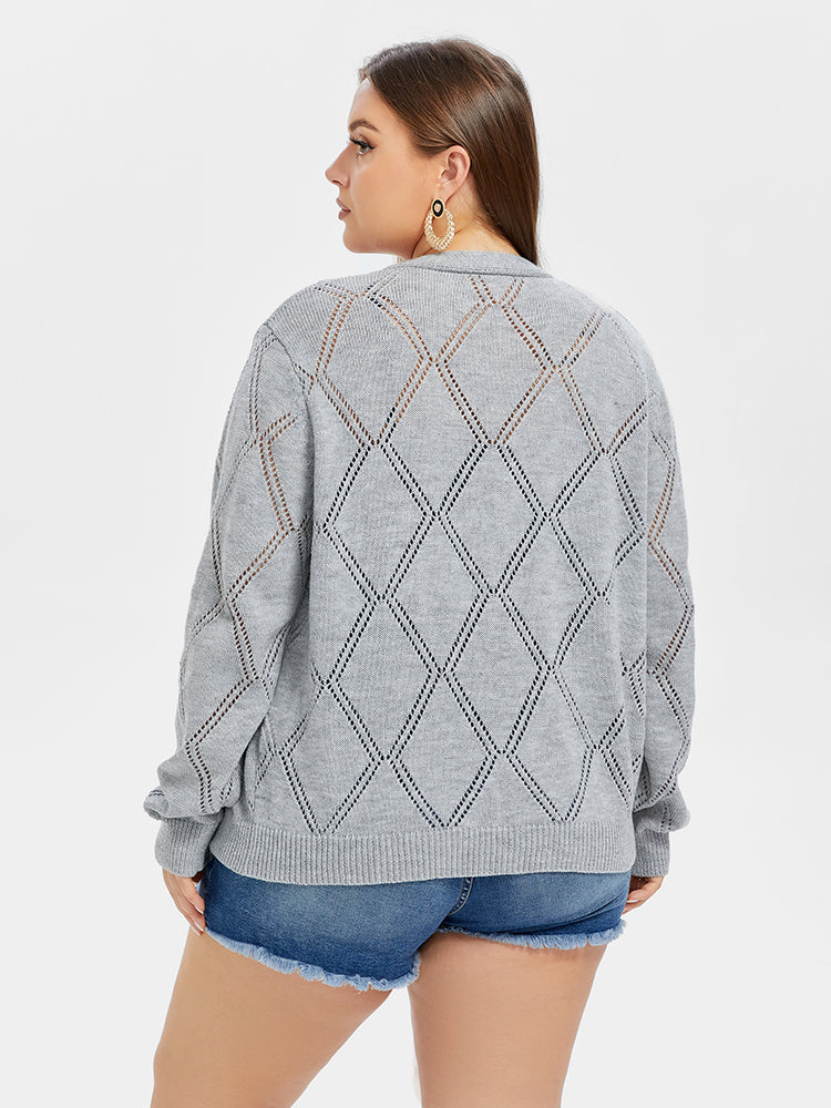 VIP Pointelle Knit Open Front Cardigan