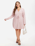 Drawstring Waist Button Front Dress