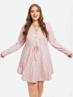 Drawstring Waist Button Front Dress
