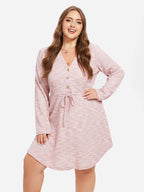 Drawstring Waist Button Front Dress