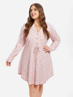 Drawstring Waist Button Front Dress