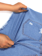 VIP Plus Blue Ripped Raw Cut Denim Shorts