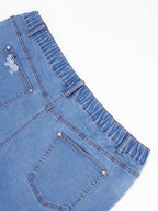 VIP Plus Blue Ripped Raw Cut Denim Shorts