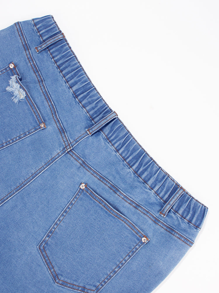 VIP Plus Blue Ripped Raw Cut Denim Shorts