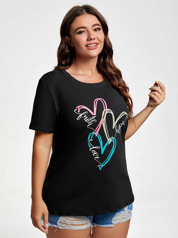Plus Faith Hope Love Heart Graphic Tee