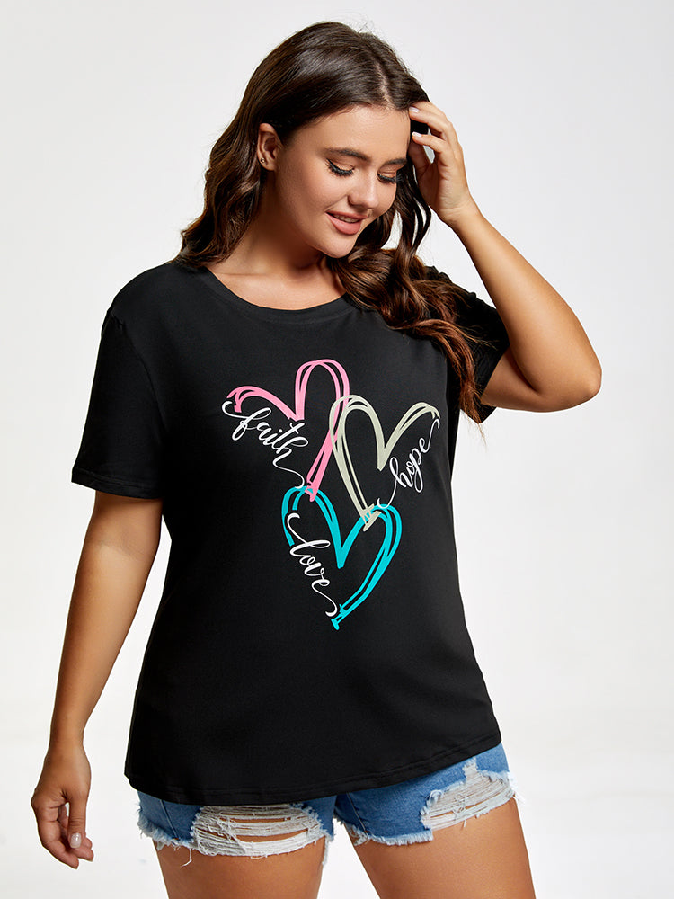 Plus Faith Hope Love Heart Graphic Tee