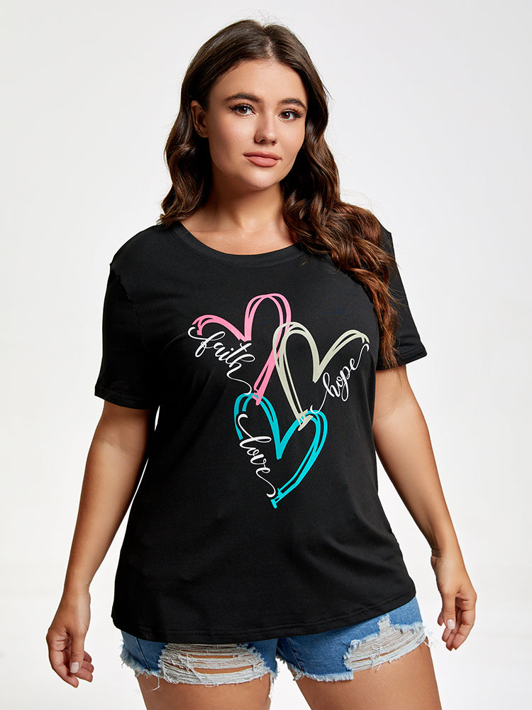 Plus Faith Hope Love Heart Graphic Tee