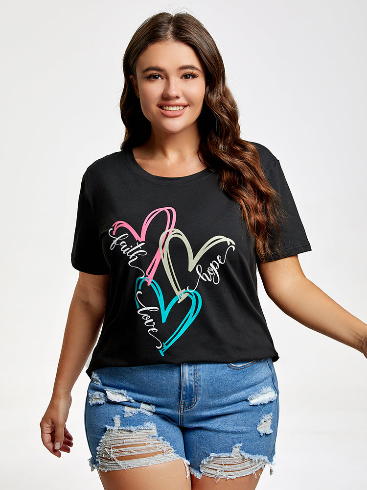 Plus Faith Hope Love Heart Graphic Tee