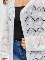 Pointelle Knit Button Front Cardigan