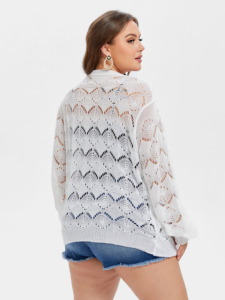 Pointelle Knit Button Front Cardigan