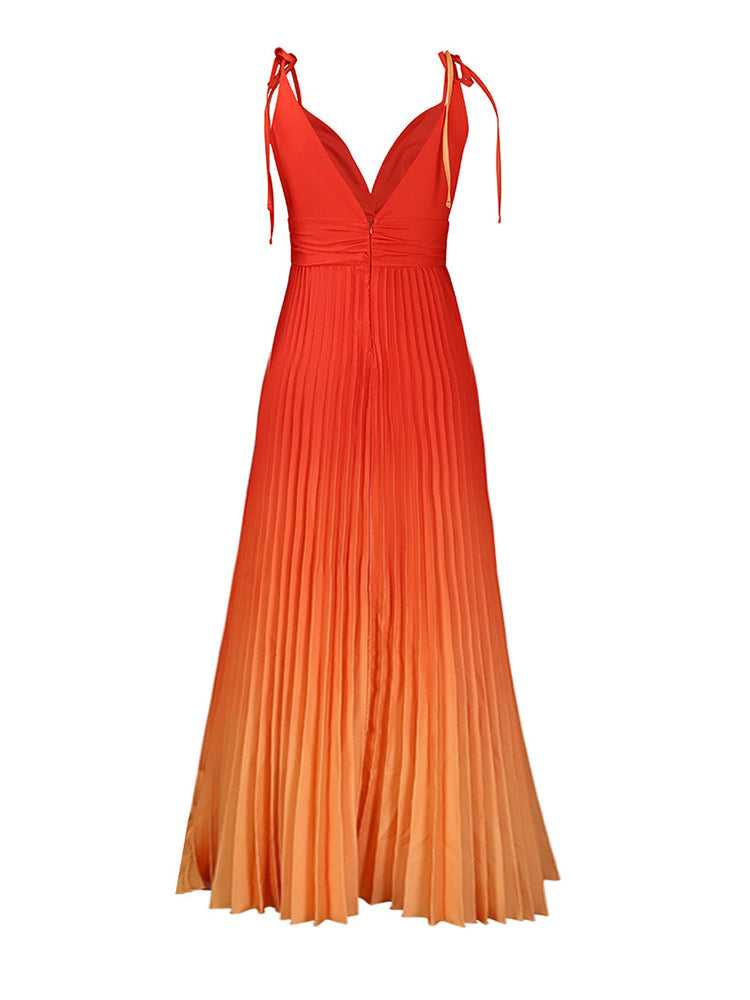 Gradient Color Pleated Hem Dress