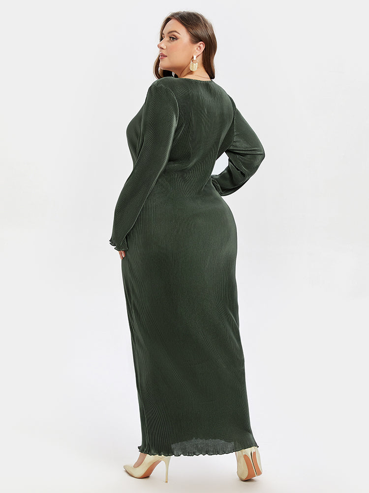 VIP Solid Round Neck Maxi Dress
