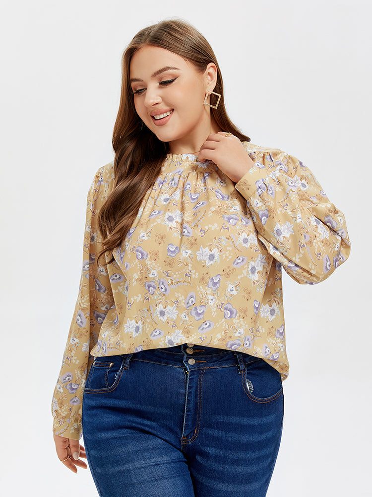 VIP Floral Print Frill Neck Blouse