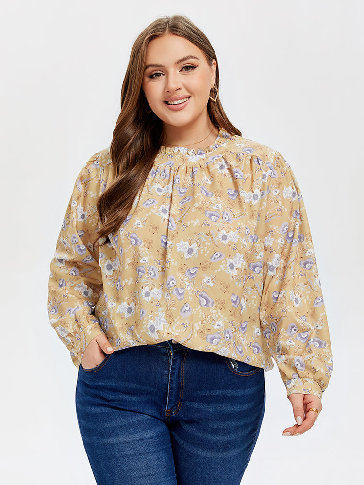 VIP Floral Print Frill Neck Blouse