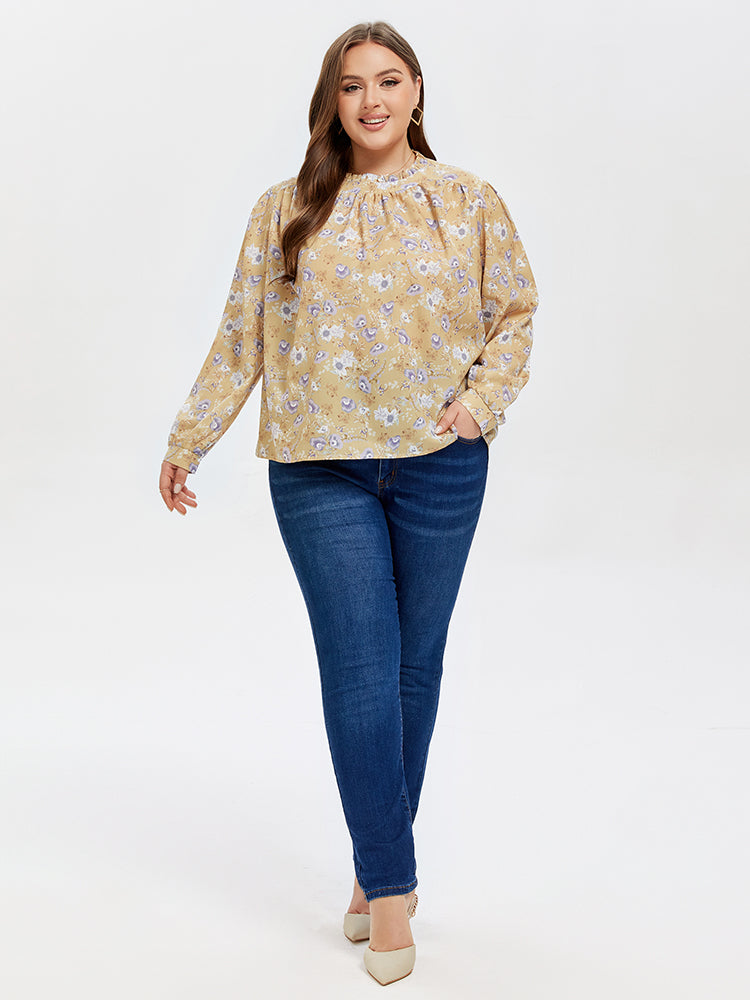 VIP Floral Print Frill Neck Blouse
