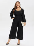 Square Neck Pocket Elastic Waist Jumpsuit
