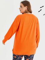 Halloween Pumpkin Print Drop Shoulder Sweatshirt