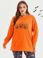 Halloween Pumpkin Print Drop Shoulder Sweatshirt