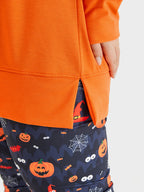 Halloween Pumpkin Print Drop Shoulder Sweatshirt