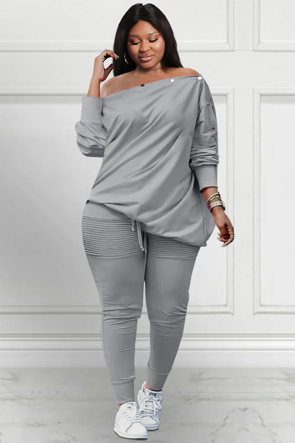 Xpluswear Design Plus Size Casual Pants Set Burgundy Long Sleeves Oblique Collar Sweatshirt Two Pieces Pants Set