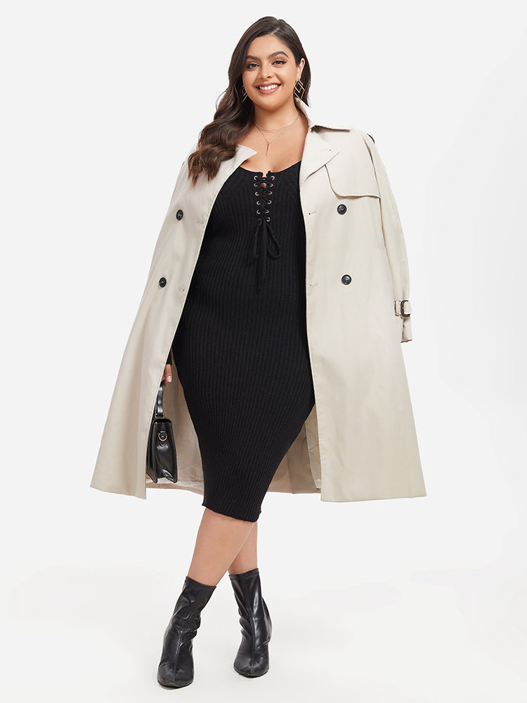 VIP Lace Up Front Midi Sweater Dress